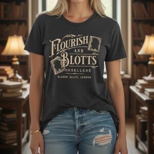 NWOT boutique flourish & blots HP tee size charcoal, gray medium